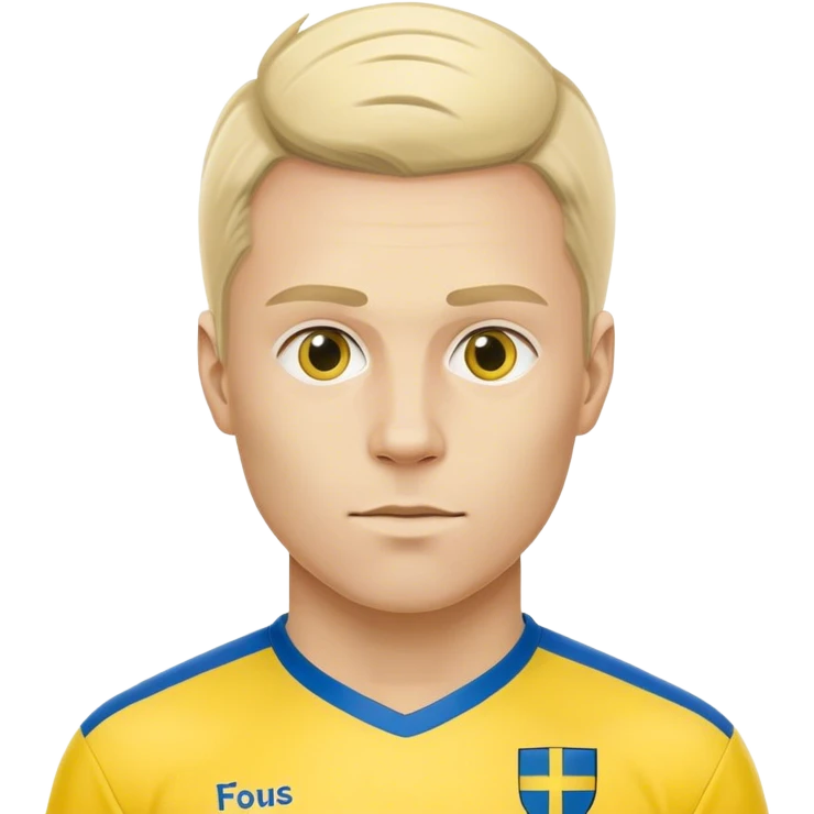 Swedish male soccer player with yellow and blue clothes like Swedish national players and with the Swedish flag on the chest with the text football icon  emoji