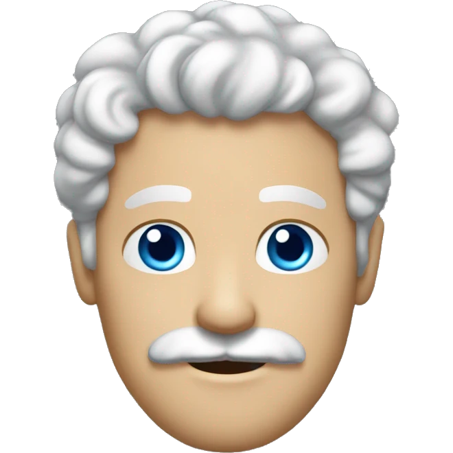 curly white man with with a mustache in blue t-shirt emoji