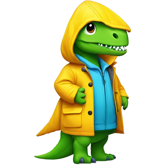 Dinosaur wearing rain coat emoji