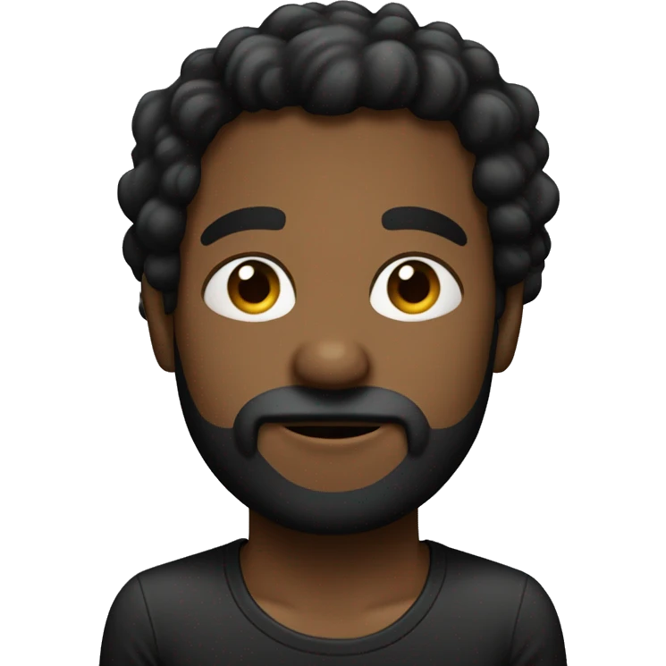 HOmem negro com cabelo crespo  e camisa preta sem barba emoji