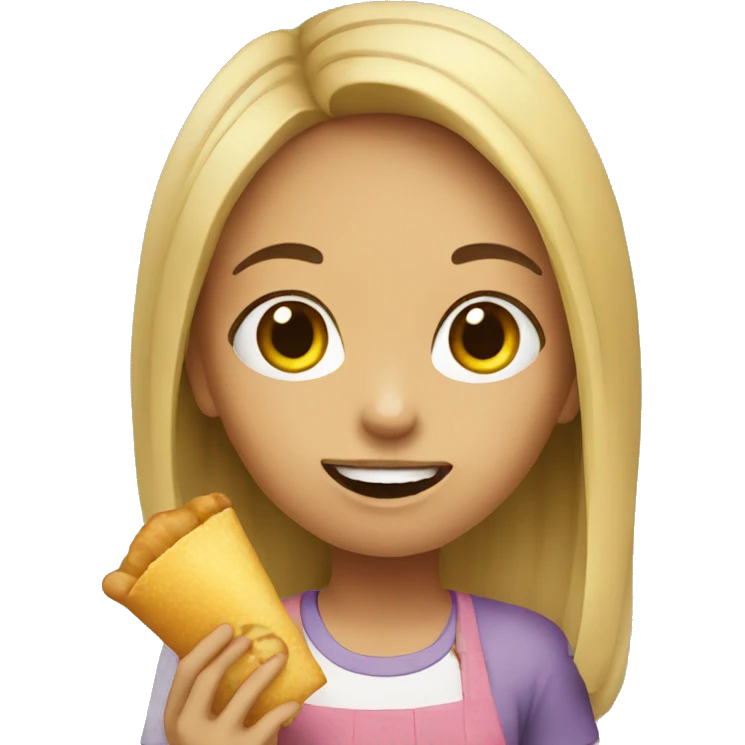 a girl eating emoji