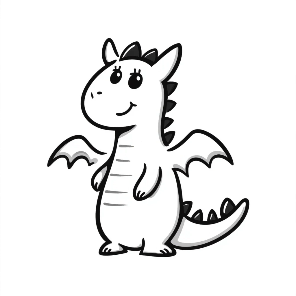 simple hand drawn dragon doodle style emoji