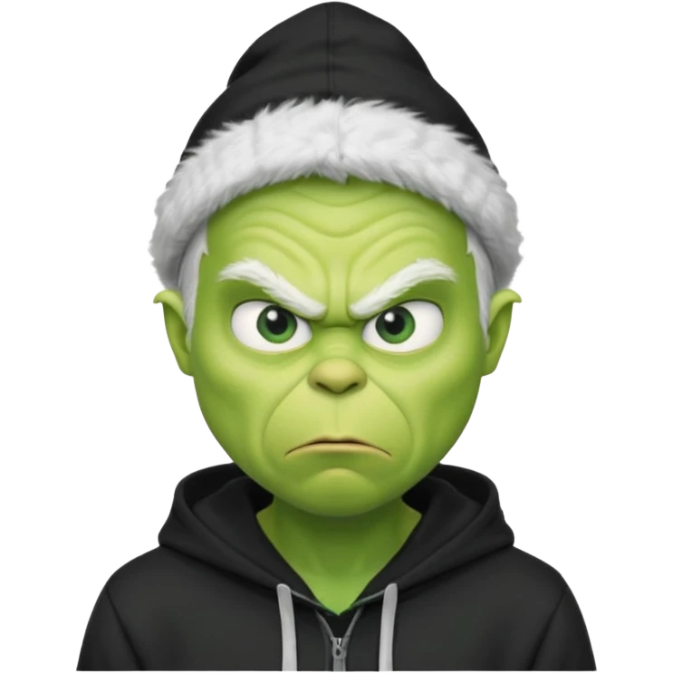 Create an avatar of white european male in hoodie with ``BST`` letters on it. make him look like grinch from movie emoji