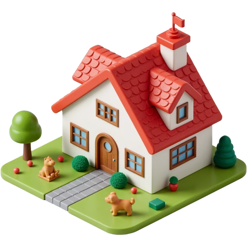 palace house with a family and pet emoji