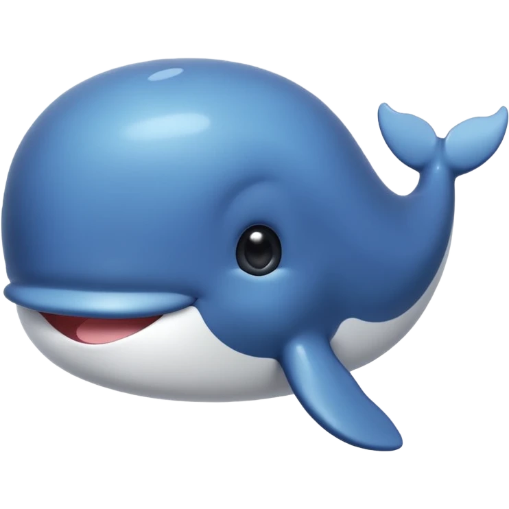 extremely cute aesthetic whale with tiny body, huge shiny round eyes, soft blue and gray tones, extra charming, kawaii-inspired, apple emoji style emoji