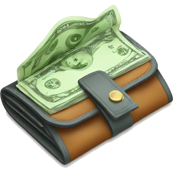 full of money wallet with happy emotion emoji