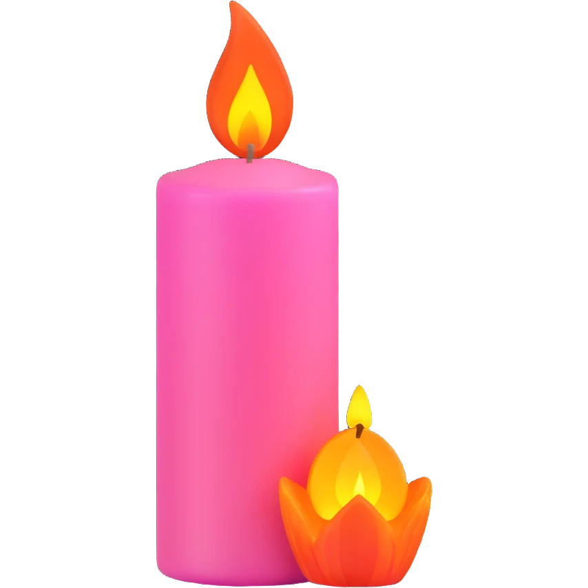A pink candle with a flame on it, viewed from top to bottom. emoji