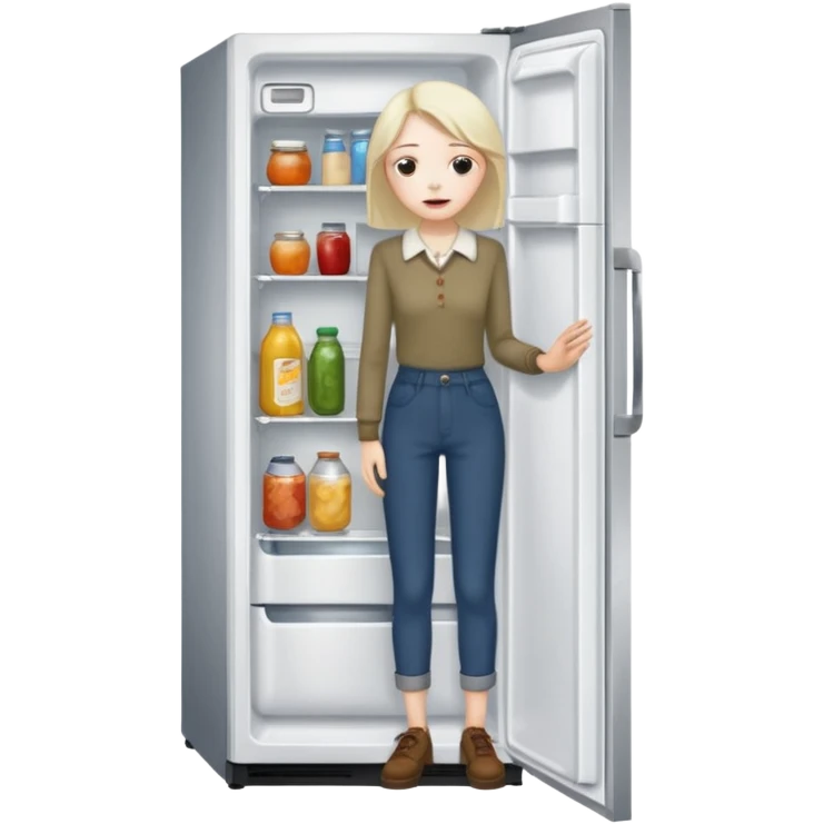 Person starving opening the fridge's door emoji