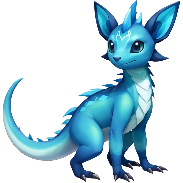 Colorful Iridescent Exotic Salandit-Aurorus-Glaceon-Fakémon-hybrid-creature (full body)  emoji