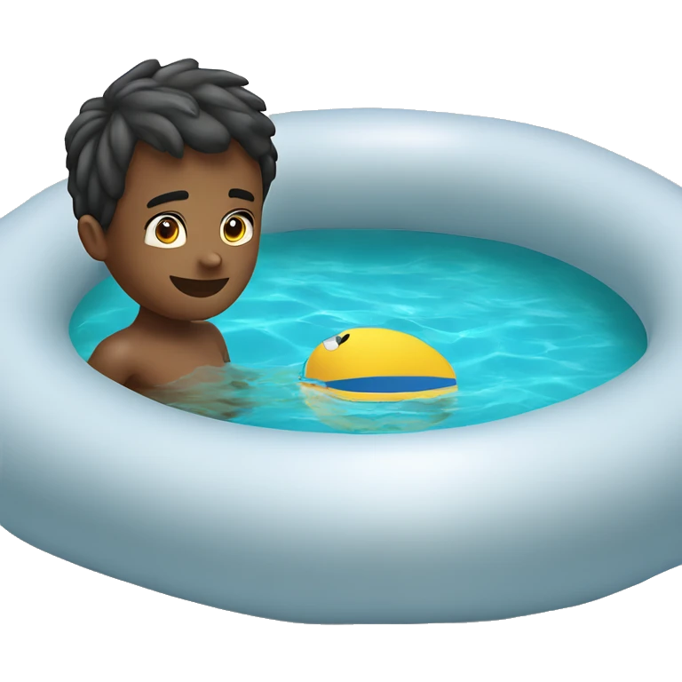 A little cute boy swim in inflatable pool emoji