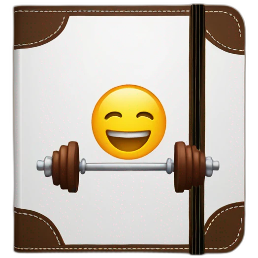 Fitness Journal with dumbbell icon on cover and leather texture emoji
