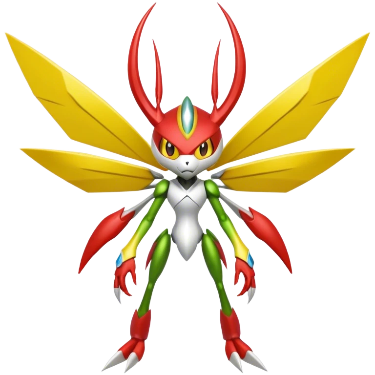 Cute Cool Edgy Shiny Ethereal Legendary Kartana-Digimon-Scizor-hybrid full body emoji