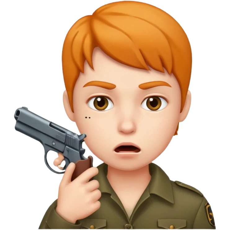 Gun pointing at a person’s mouth emoji