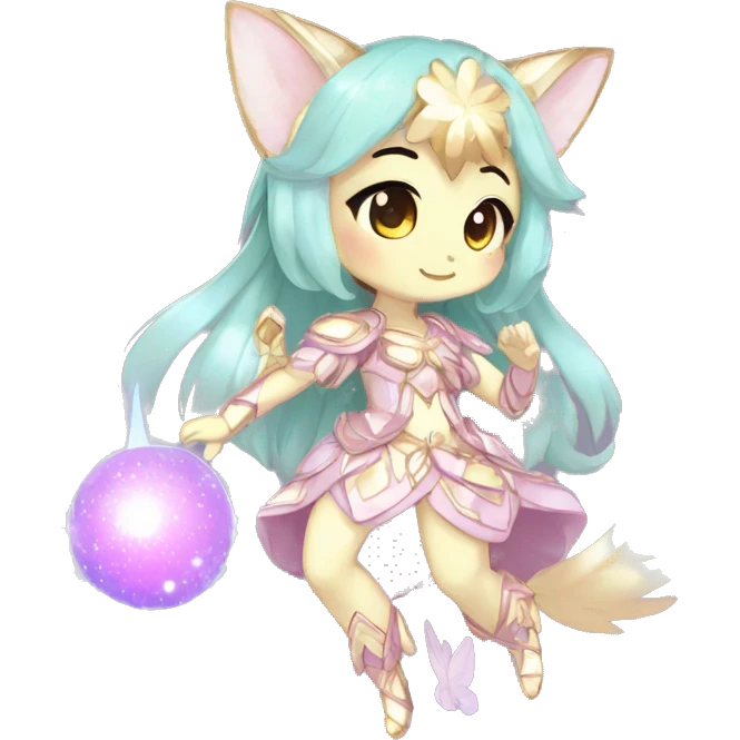 Cute Kawaii Chibi Anthro Sona Colorful Ethereal Pretty see Godly Celestial Shiny Fakemon Full Body emoji