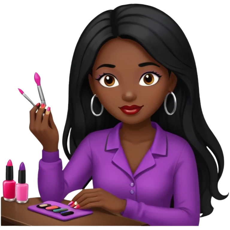 black woman nail artist long haired emoji