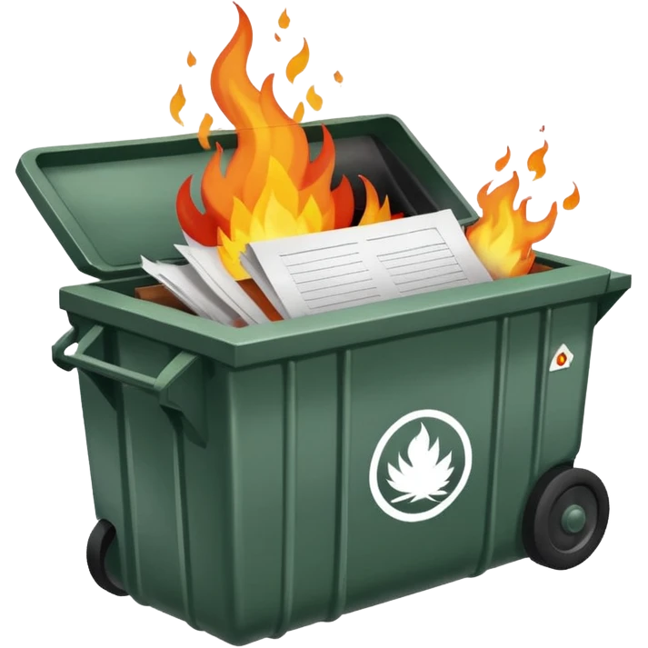 Flaming dumpster fire with "Indian bureaucracy" at the center. emoji