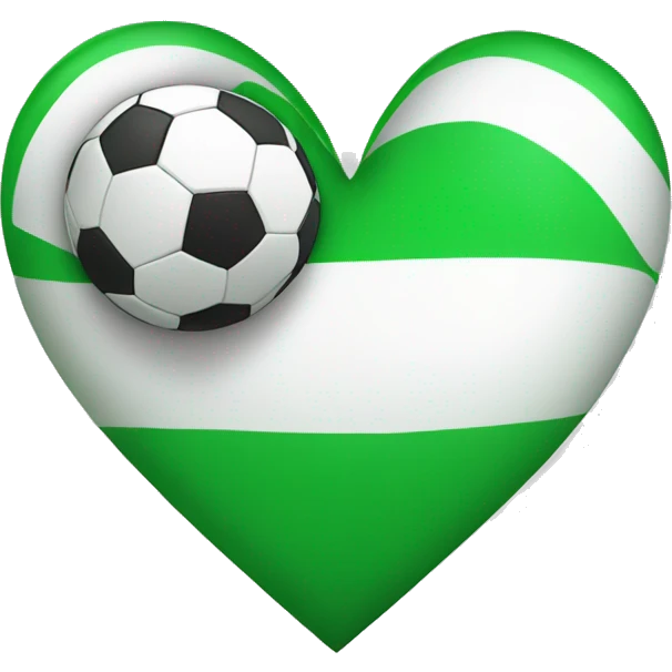 Create green and white heart with soccer ball emoji