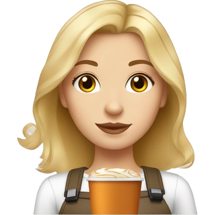 Russian girl with blond hair and  pumpkin spice latte emoji