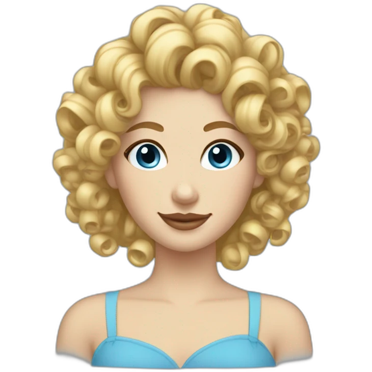 blonde curly hair up in chignon ringlets blue eyes emoji