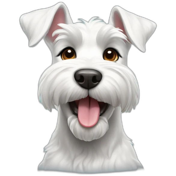 Cute White Schnauzer with tongue out smiling emoji