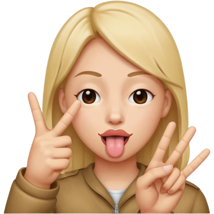 Tongue out one eye closed hand doing peace sing emoji
