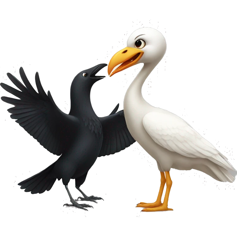 crow fighting a swan emoji
