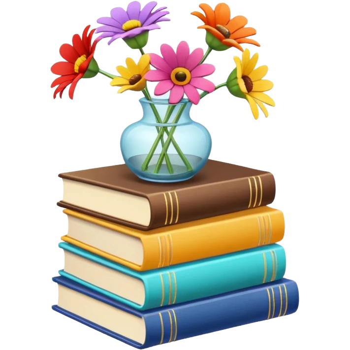 Paper clips + books + flowers emoji