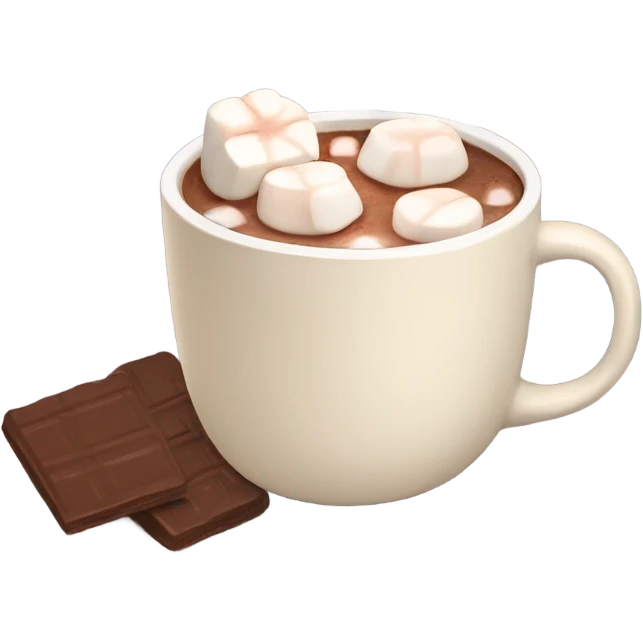 Light beige mug of hot chocolate with marshmallows  emoji