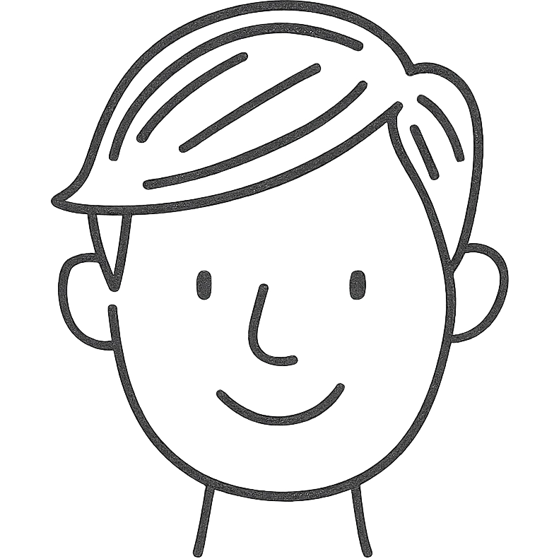 hand-drawn outlined logo of a haircut, playful and approachable emoji