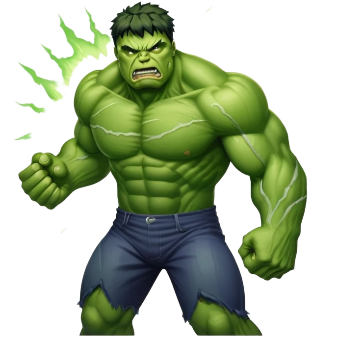 Savage Hulk versus World Breaker Hulk, classic angry Hulk facing powered-up glowing Hulk emoji