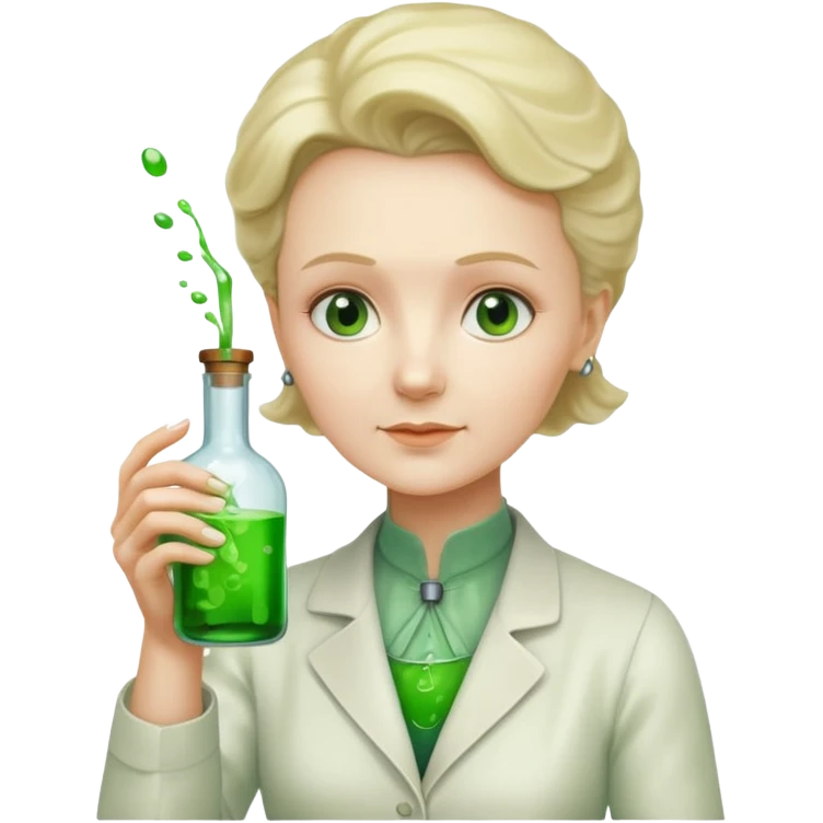 Marie Curie hold experimental bottle emoji