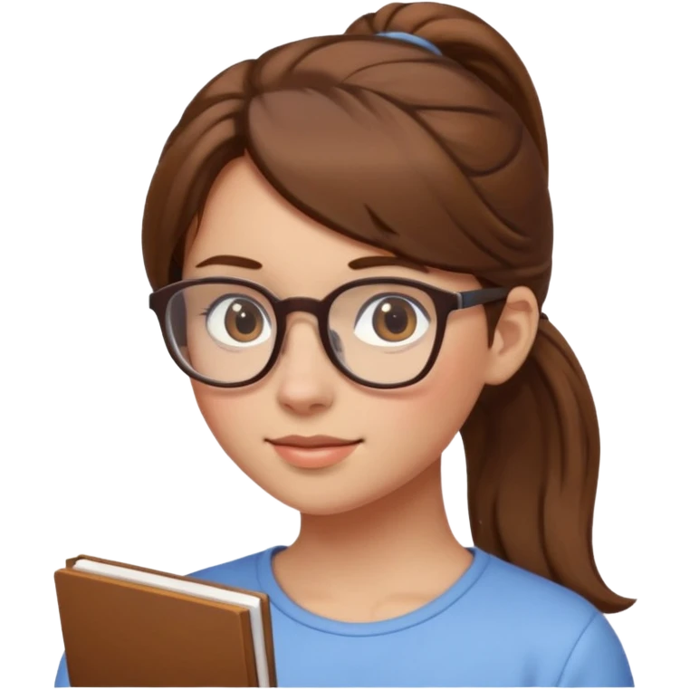 brown haired Ponytail Girl with Glasses emoji