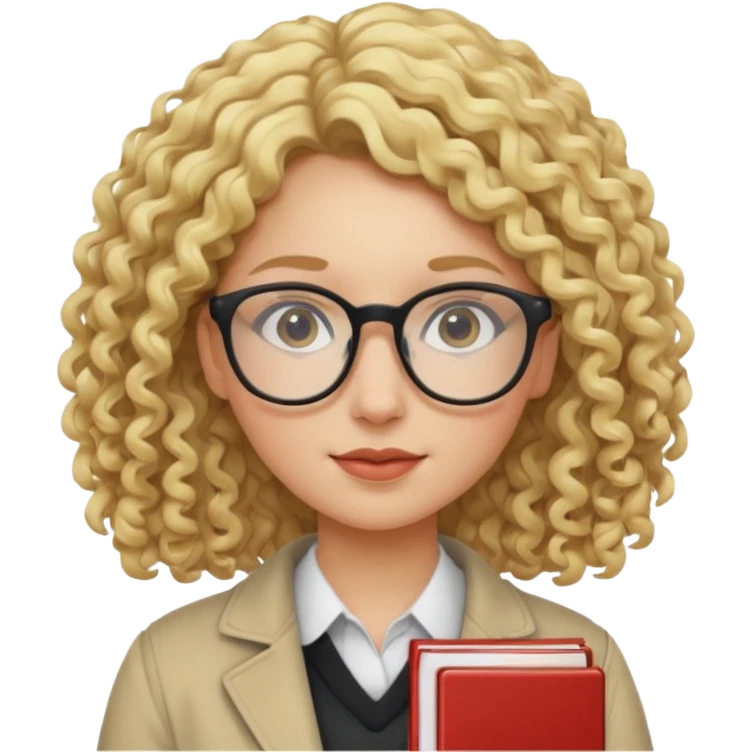 woman student , curly blone hair emoji