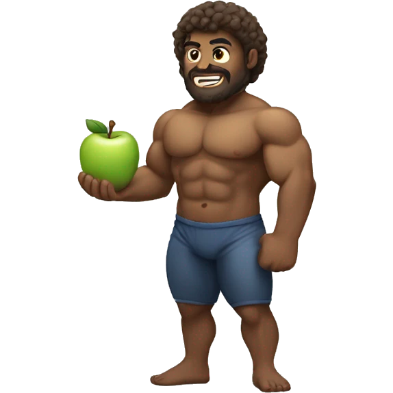 Buff man holding an apple emoji