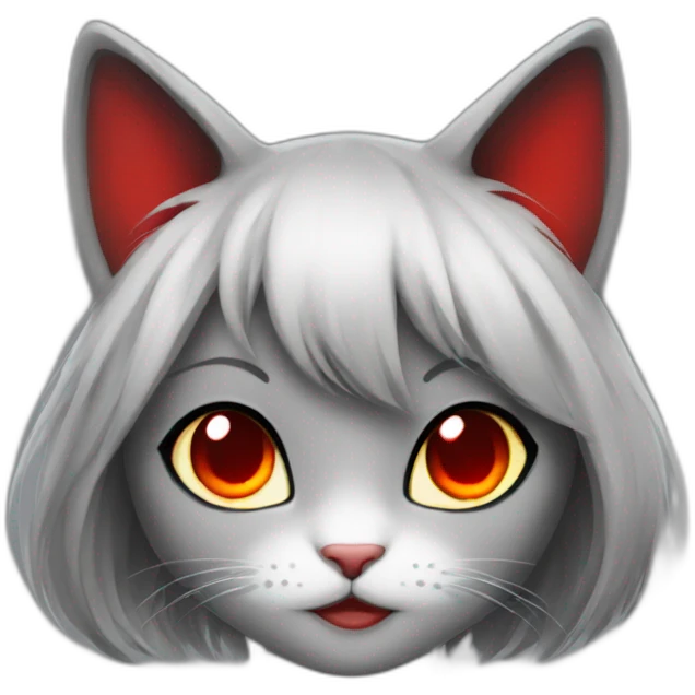 cat girl with red eyes love emoji