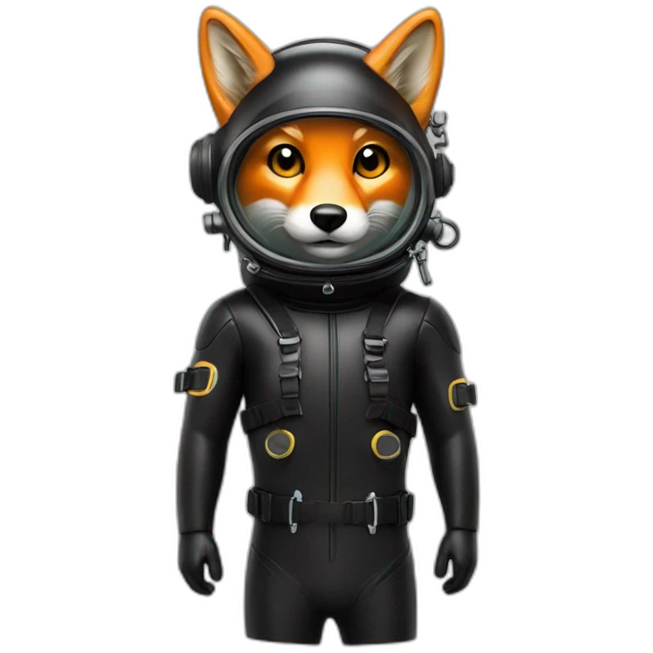 fox in black rubber shiny diving suit emoji