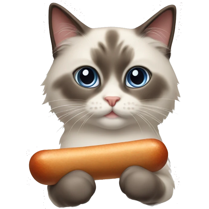 Ragdoll cat hold sausage  emoji
