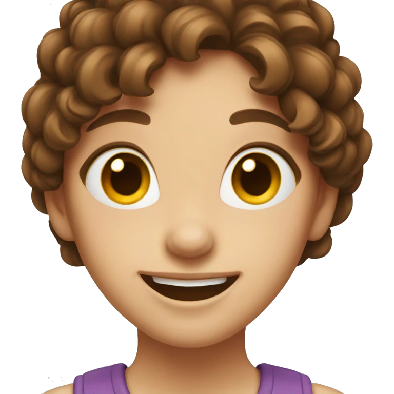 Happy girl with brown hair emoji