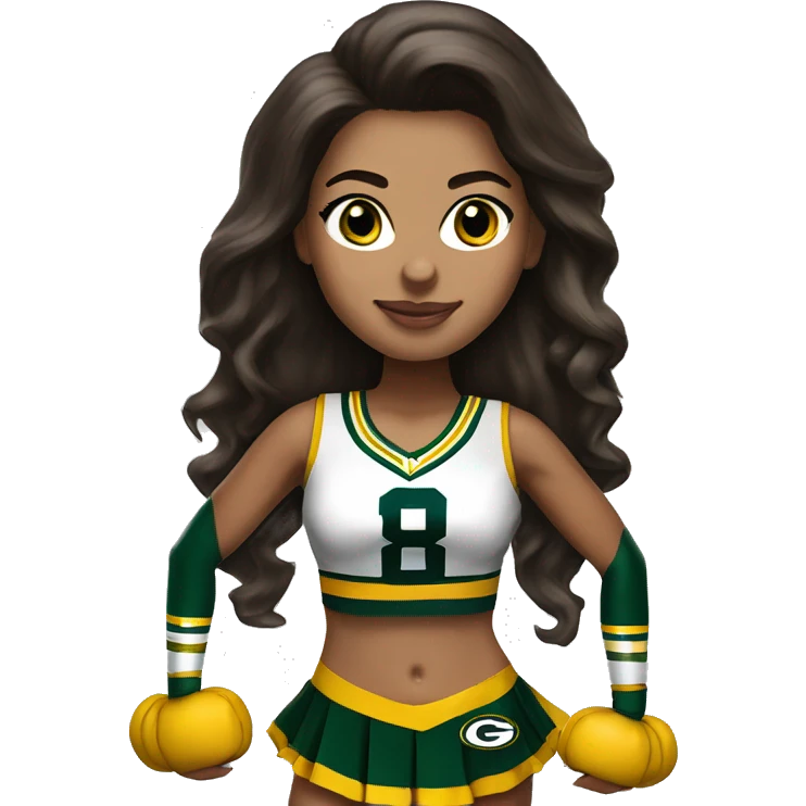 nfl glamourous cheerleader, brunette hair, Green Bay packer  emoji