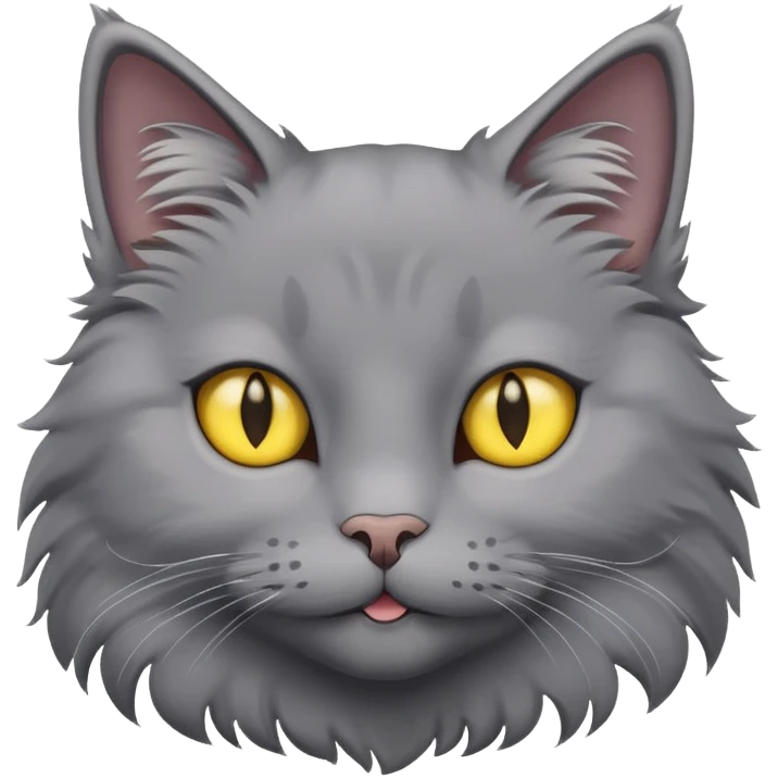 a smiling grey cat with yellow eyes  emoji