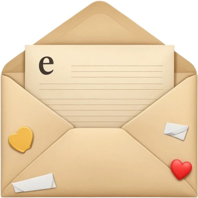 an open beige envelope with a letter sticking out of it emoji