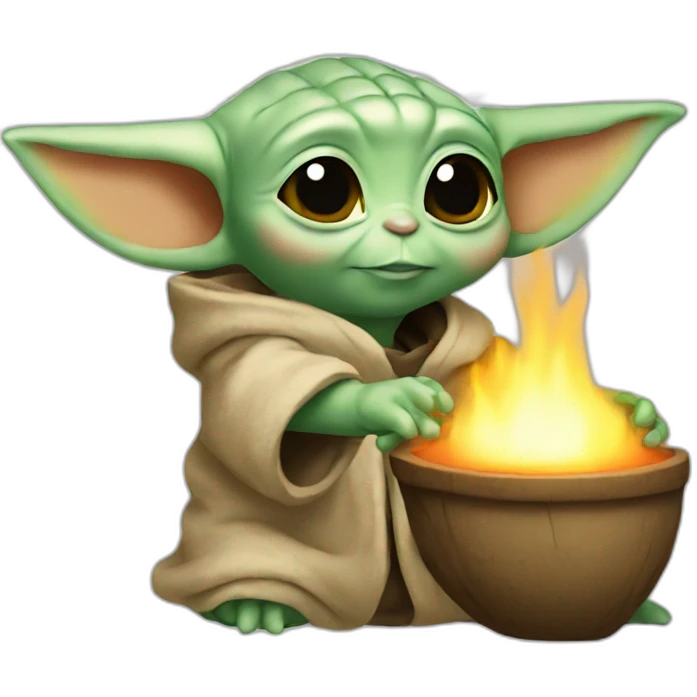 Baby yoda holding hearth emoji