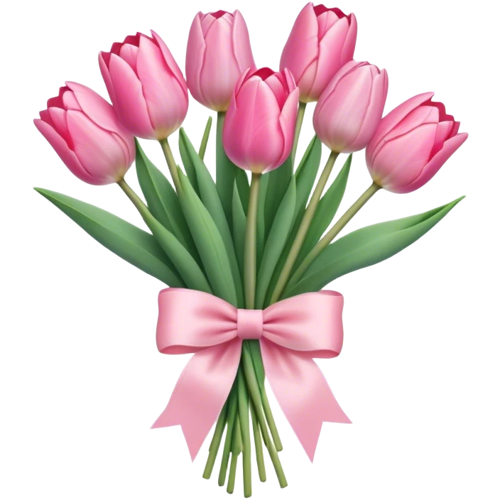 pastel pink tulip bouquet with a high quality bow emoji