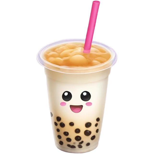 bubble tea with cute hungry face emoji