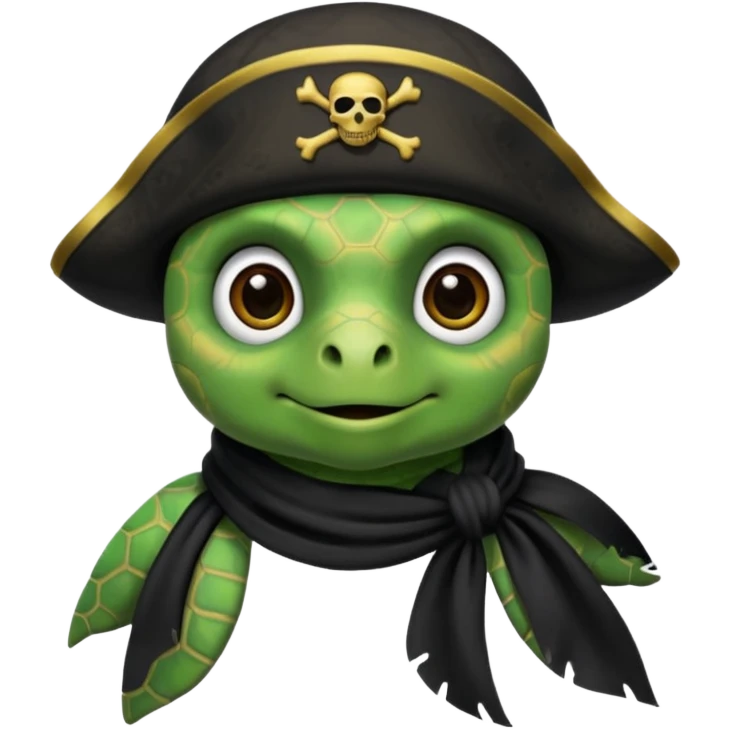 sea turtle wearing a black pirate scarf, portrait emoji