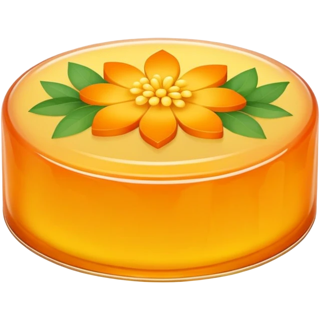 Osmanthus jelly cake with floral pattern, simplified emoji style with bold outlines and bright colors, cartoon style Gui Hua Gao traditional sweet emoji