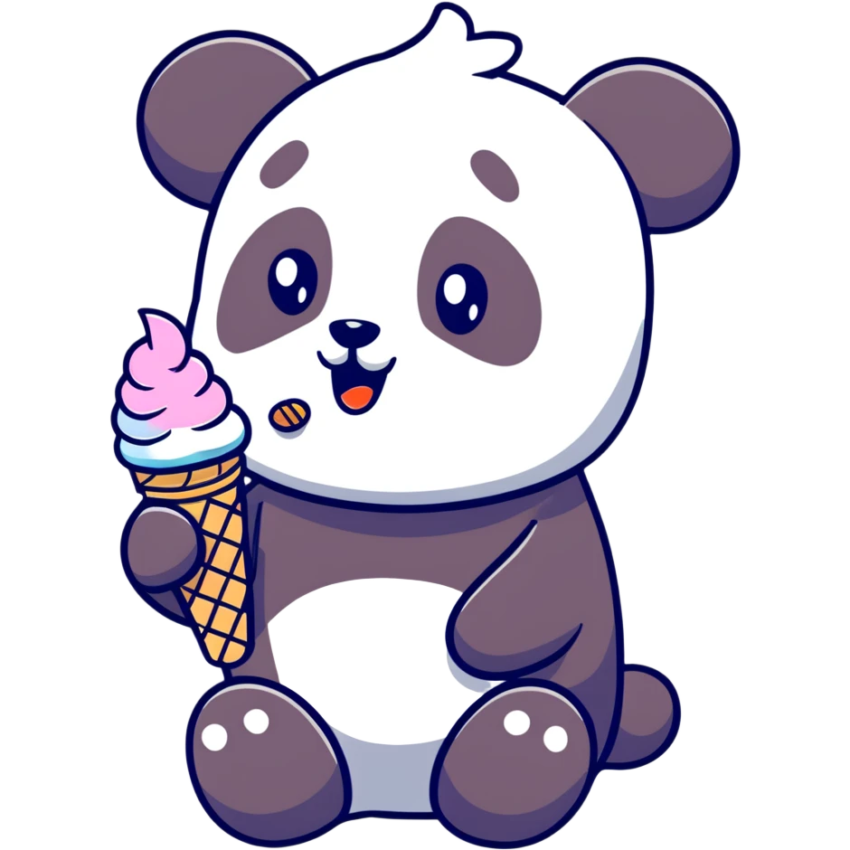 Panda eating ice cream emoji