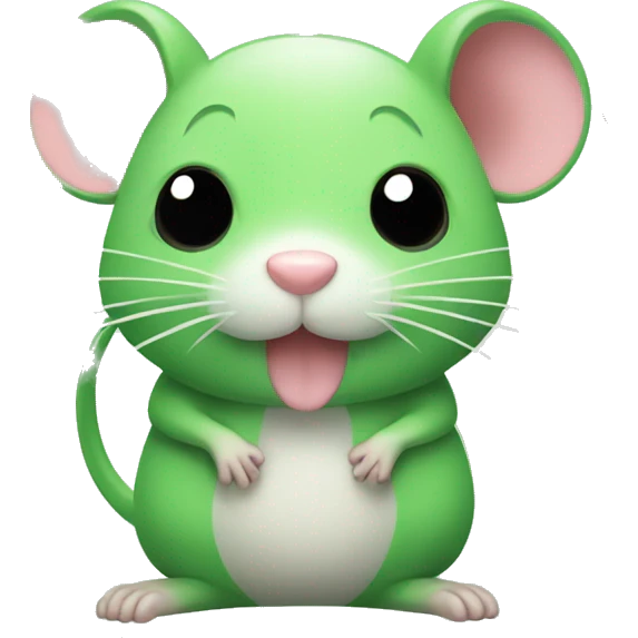 kawaii green rat with lots of hearts around  emoji