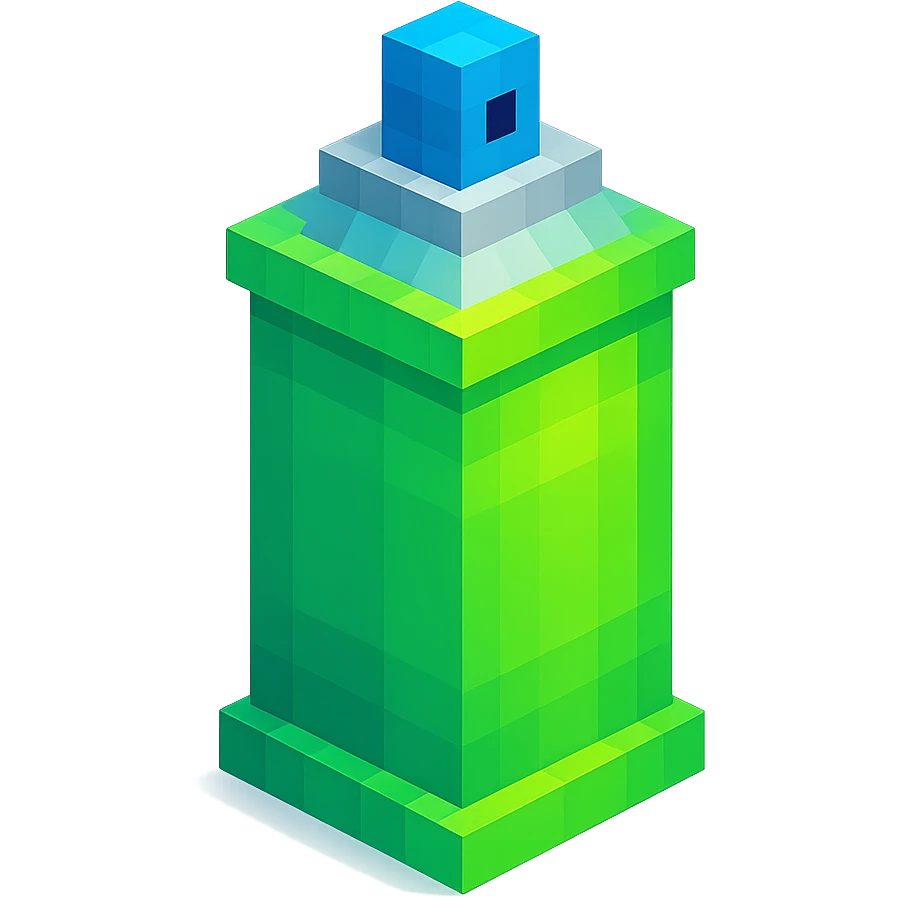 voxel style isometric spray paint can, green color emoji