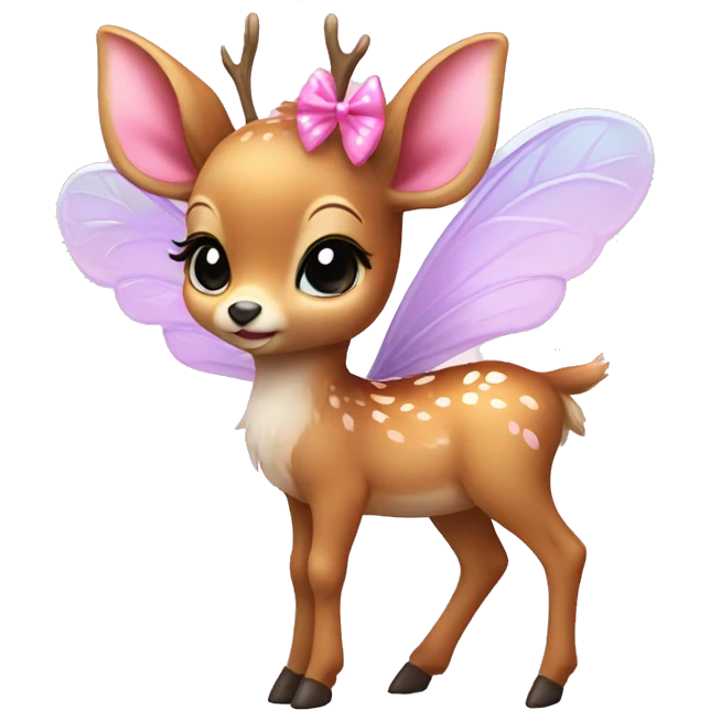 baby deer with fairy wings and a pink bow around its neck  emoji